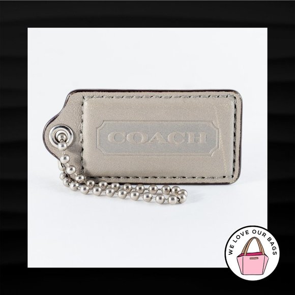 Coach Accessories - 2.5" Large COACH GRAY GREY LEATHER KEY FOB BAG CHARM KEYCHAIN HANGTAG TAG